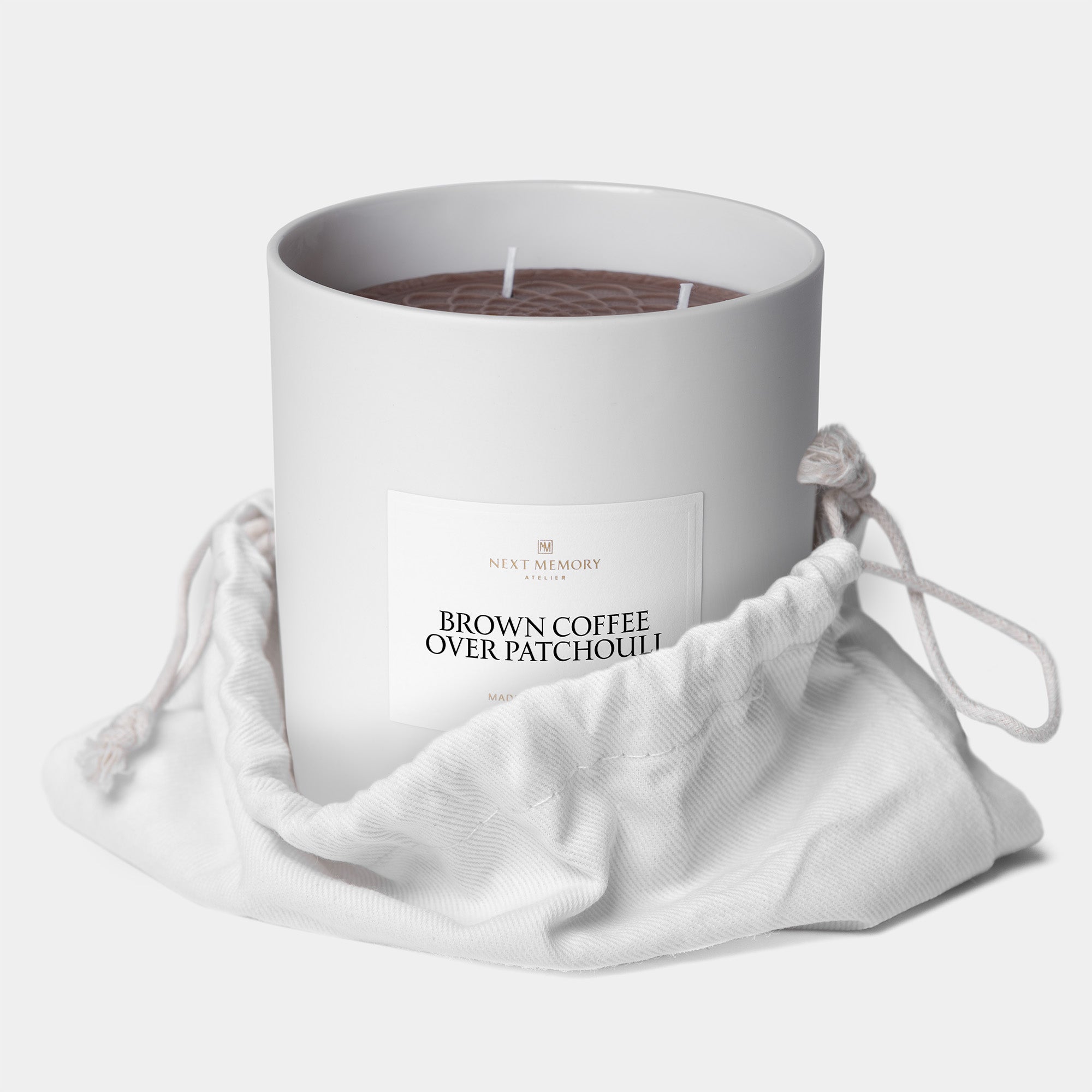 brown coffee over patchouli grand medallion candle in a bag