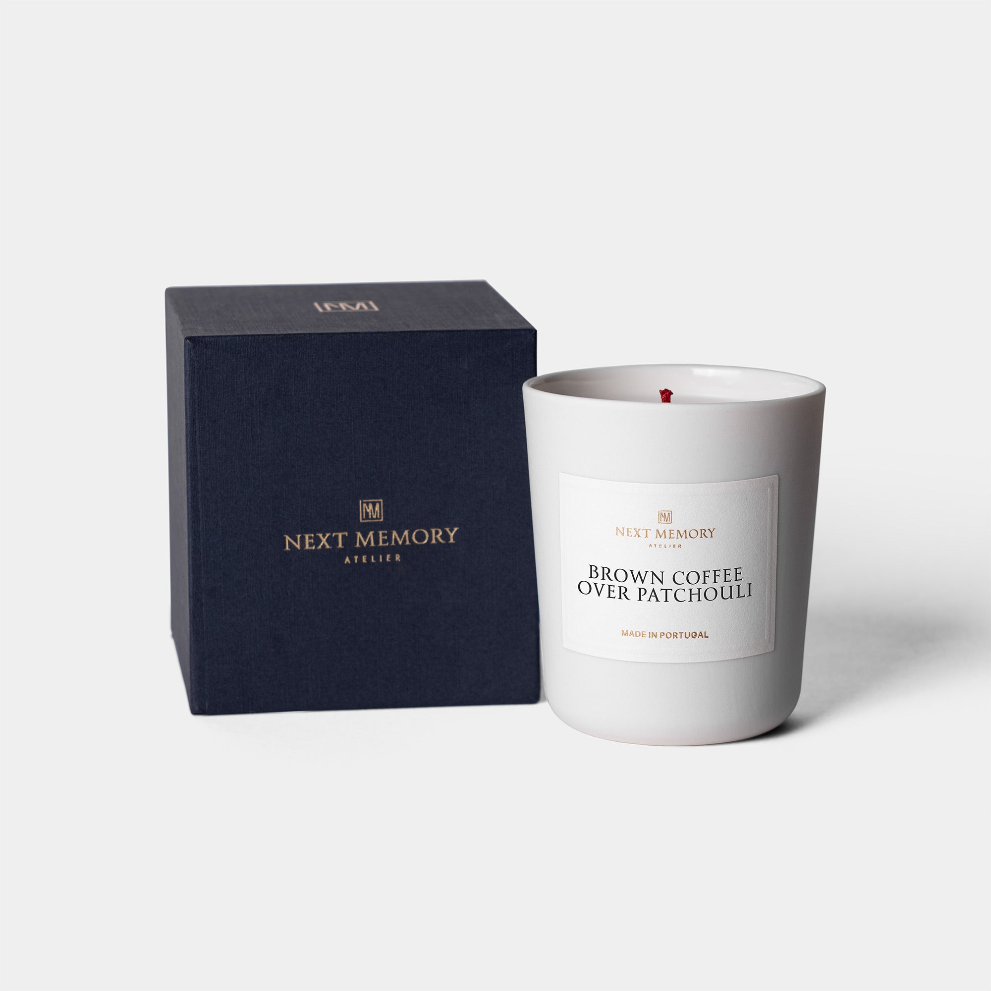 brown coffee over patchouli small candle with box