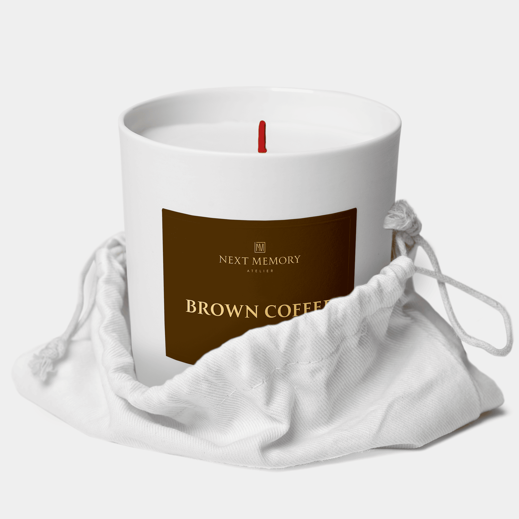 brown coffee scented candle in a bag