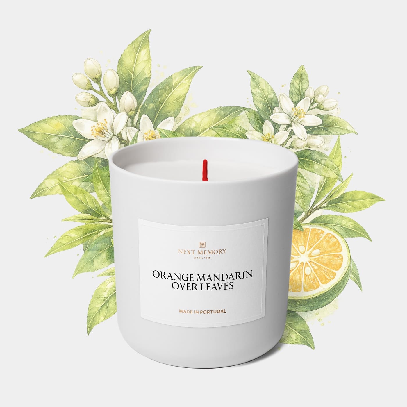 orange mandarin over leaves scented candle