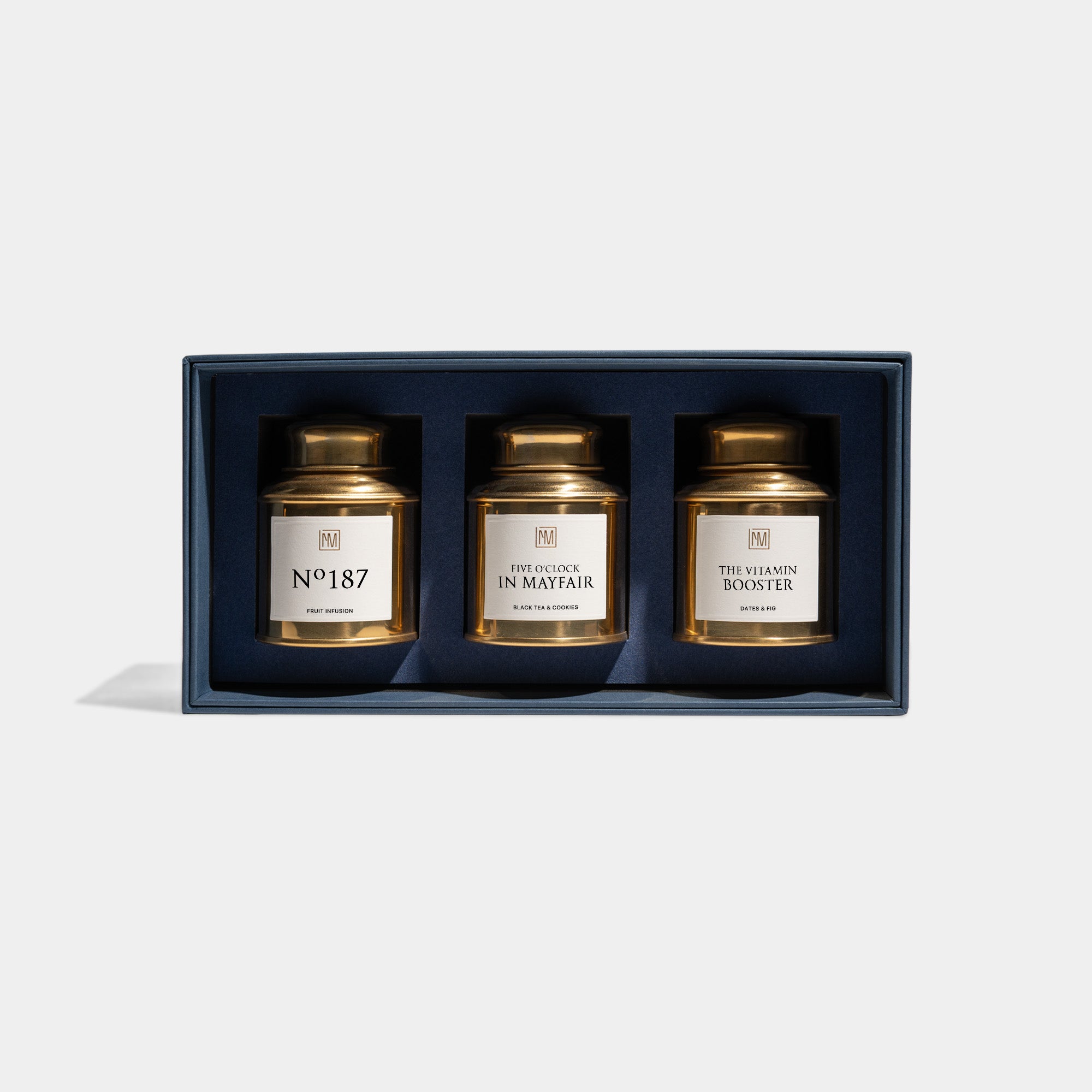 small tea tin set box