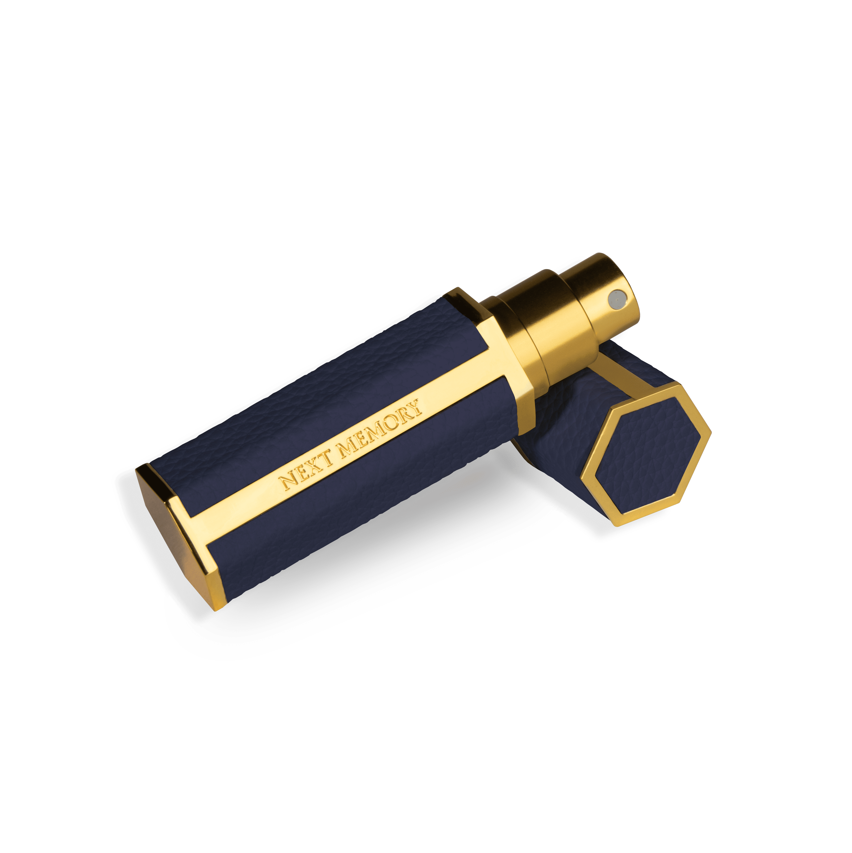 Hexagonal traveller atomizer in dark blue color