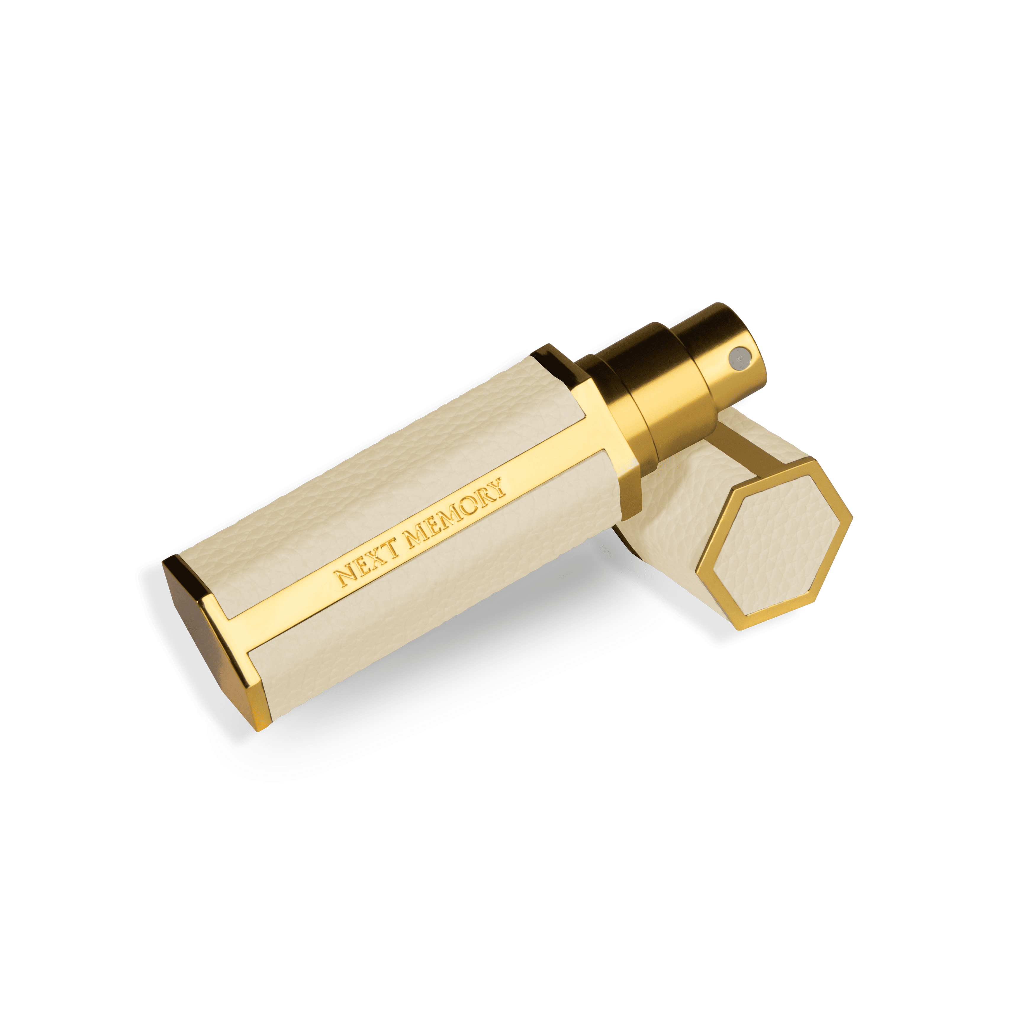 Hexagonal traveller atomizer in cream color