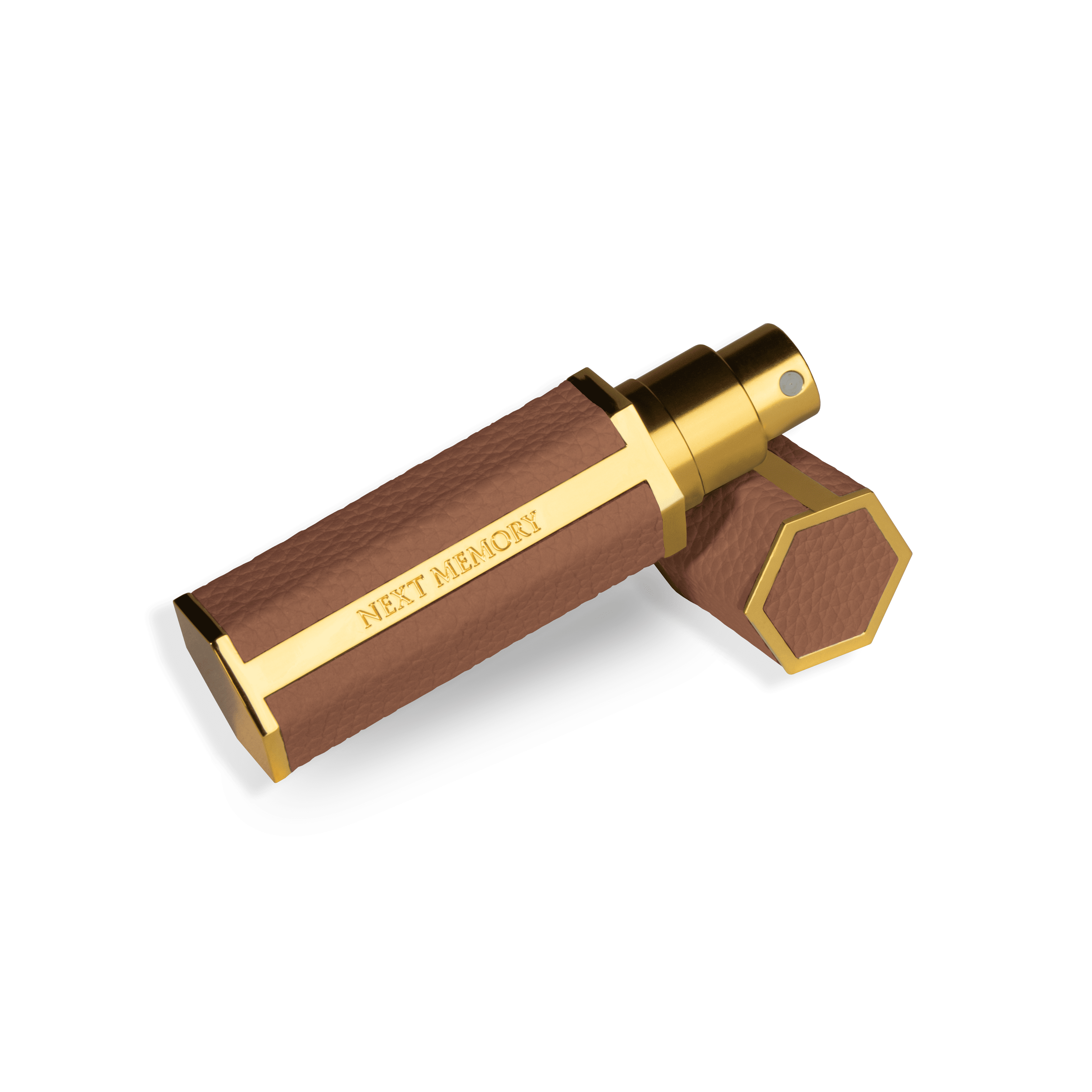 Hexagonal traveller atomizer in brown color
