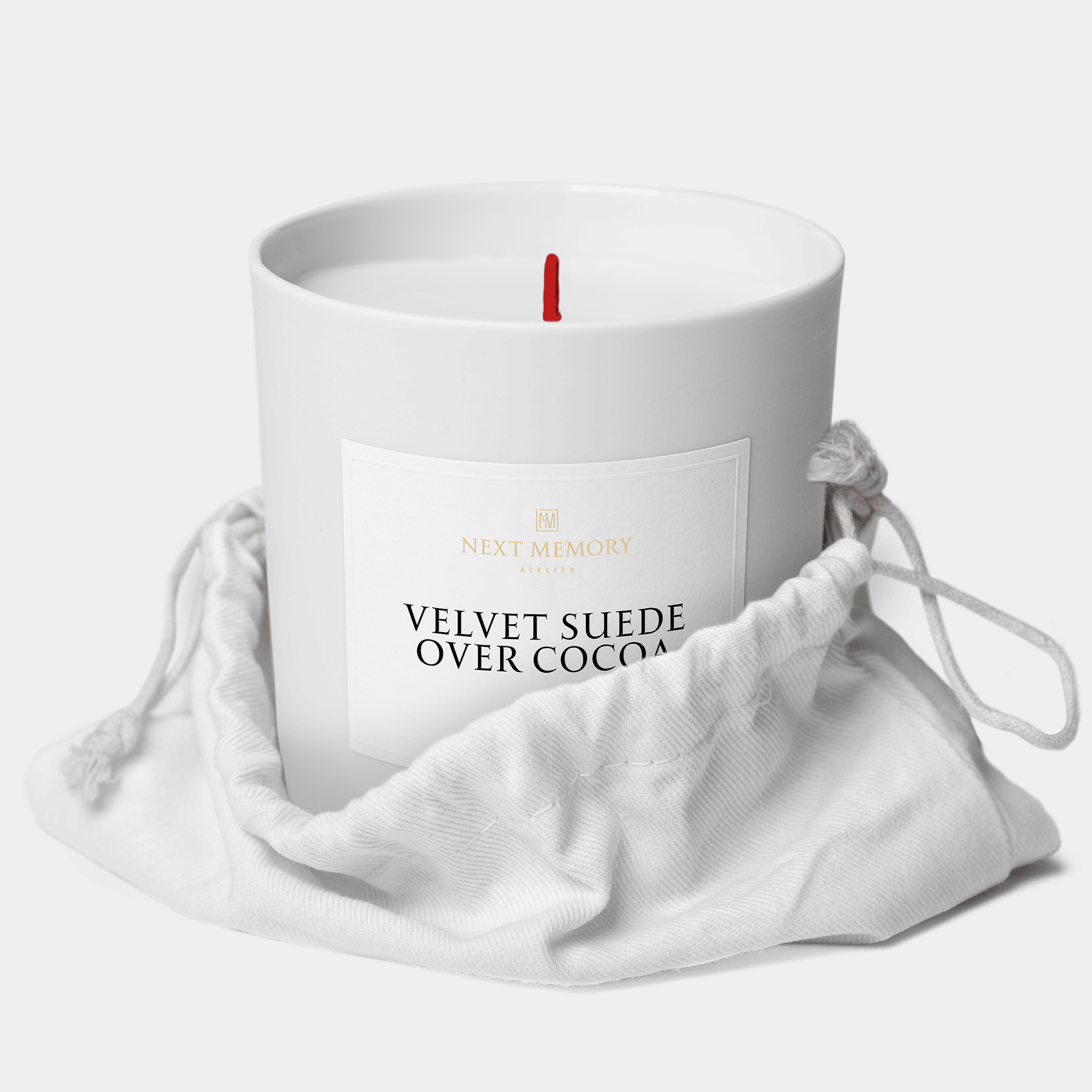 velvet suede over cocoa scented candle in a bag