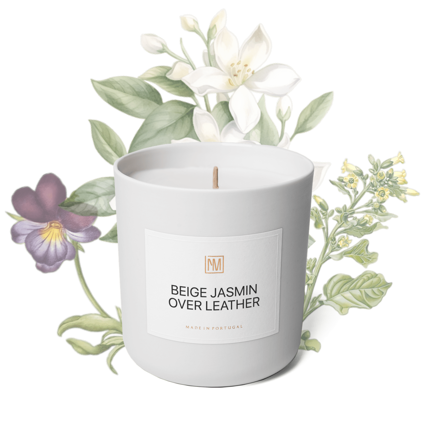 Beige Jasmin over Leather Scented Candle