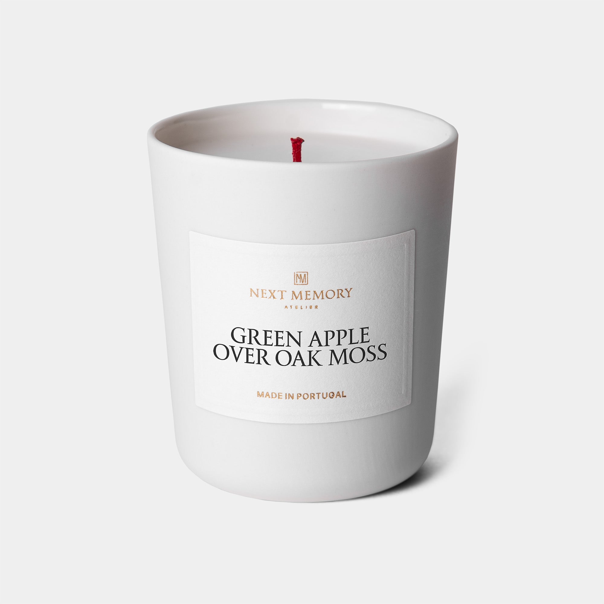 small green apple over oakmoss candle