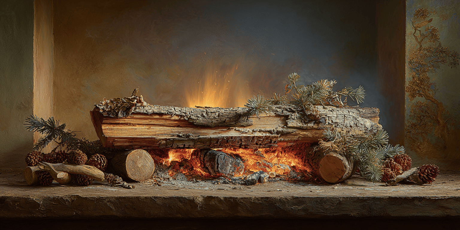 red orchid over log fire banner