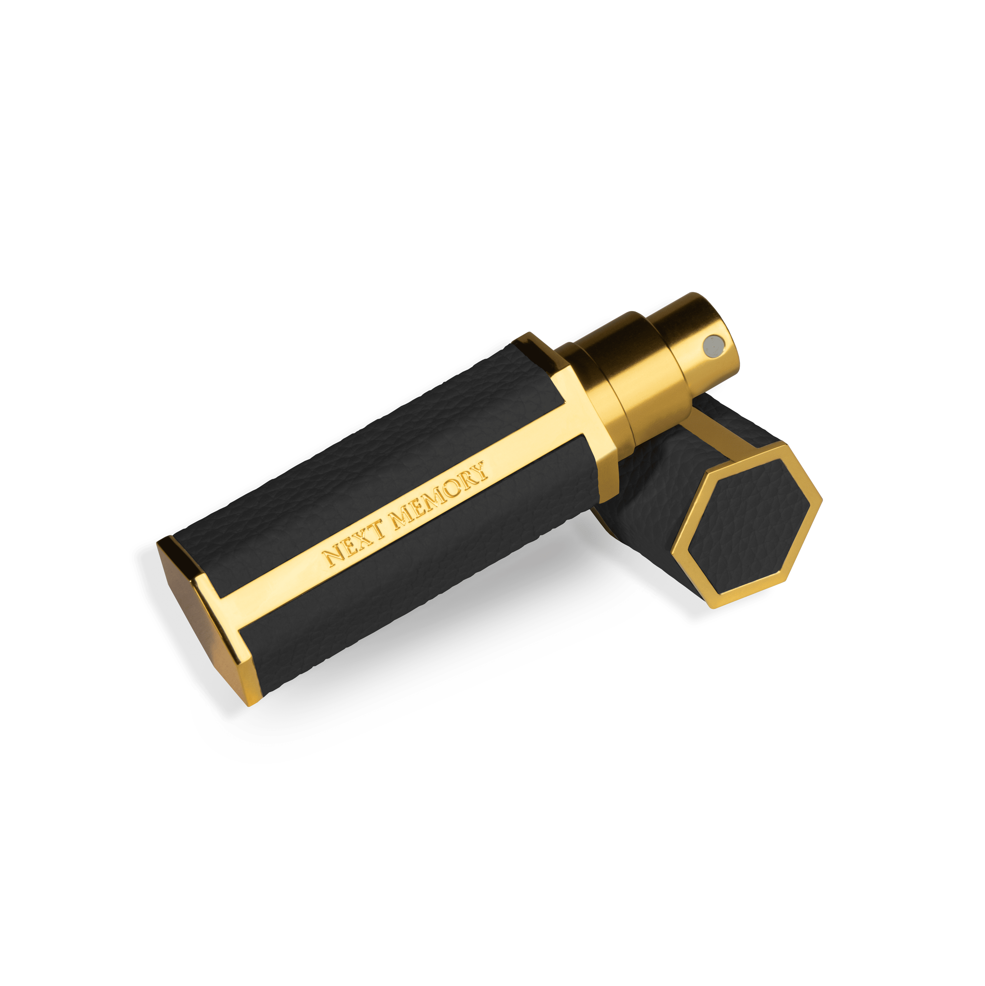 Hexagonal traveller atomizer in black color