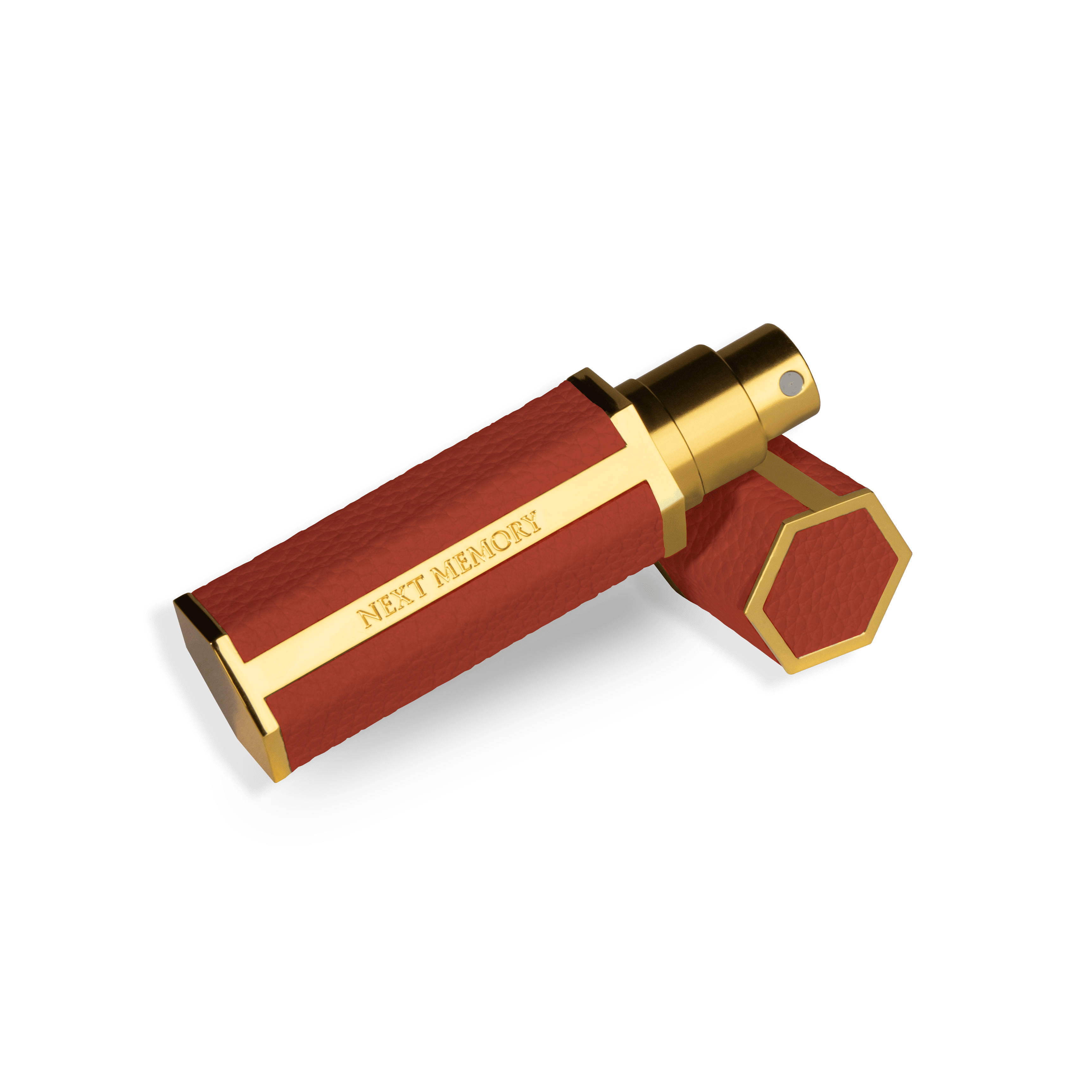 Hexagonal traveller atomizer in red color