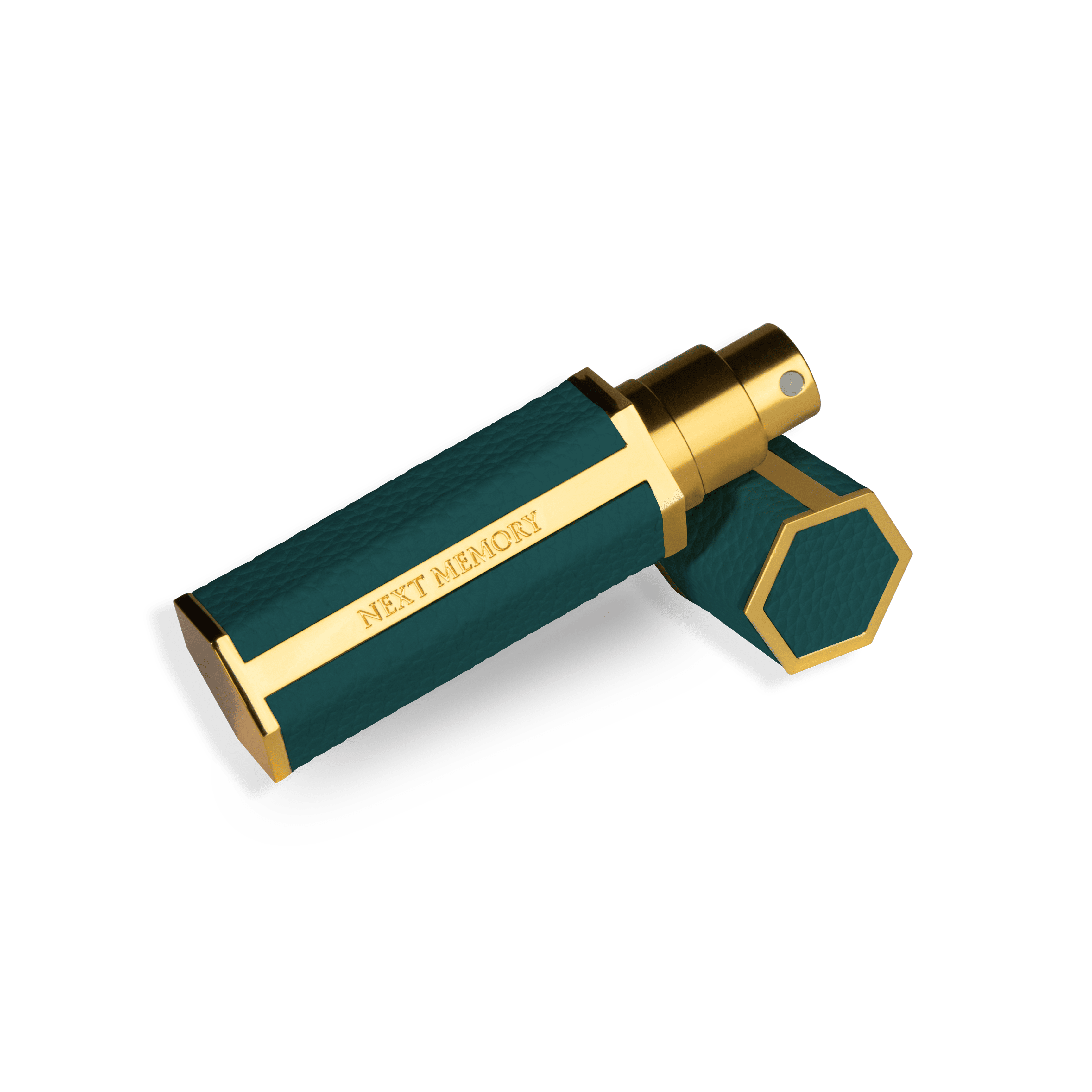 Hexagonal traveller atomizer in dark green color