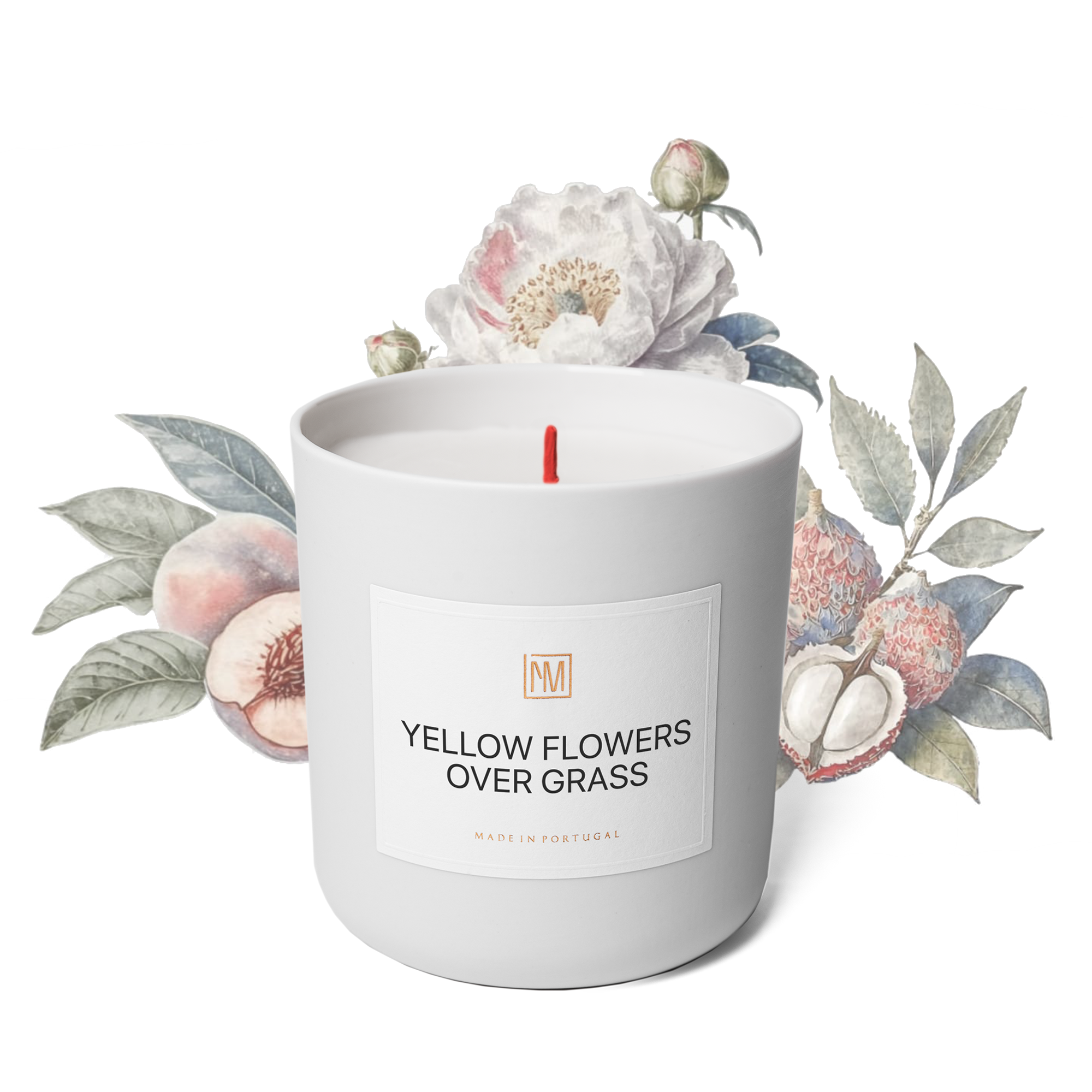 Yellow Flowers over Grass Scented Candle