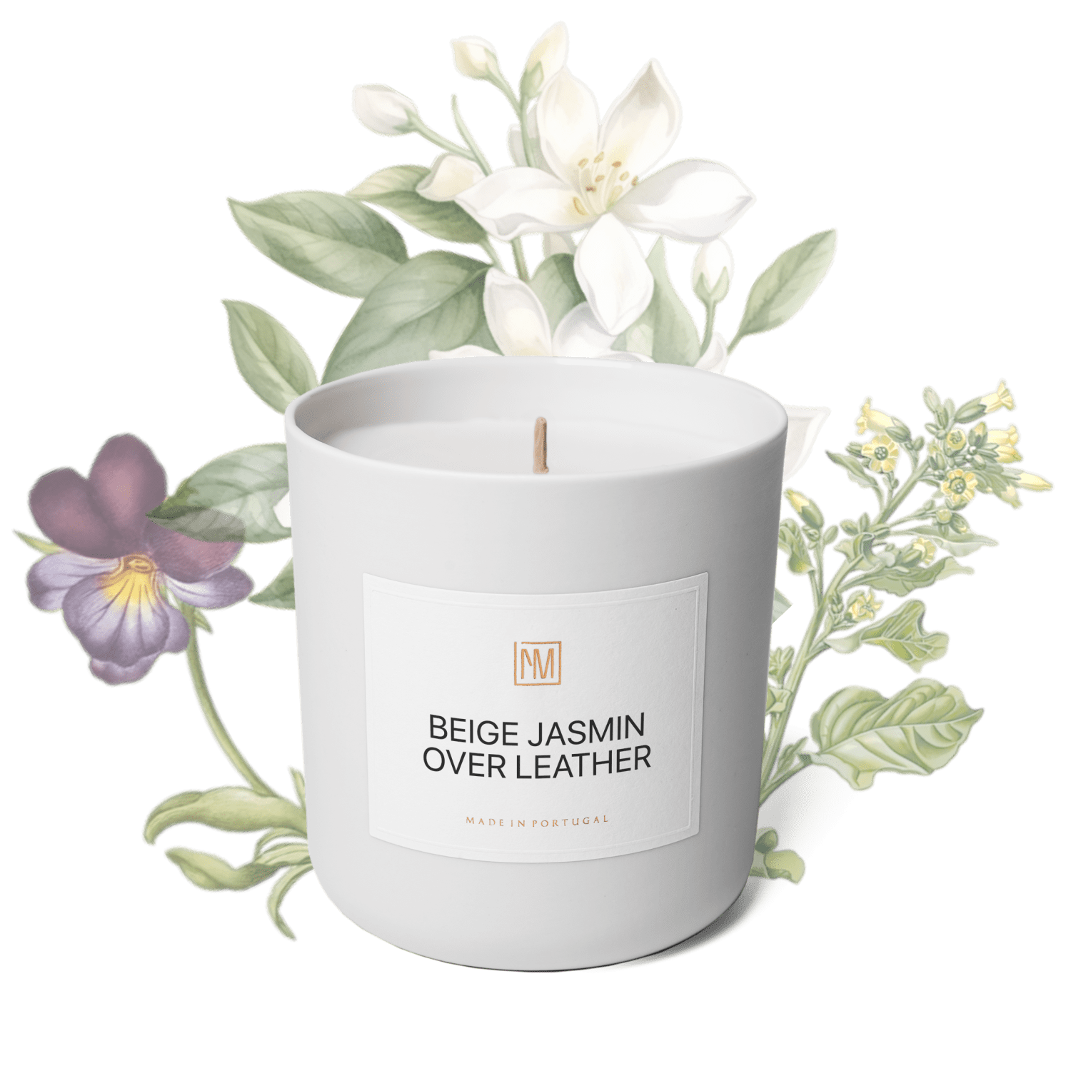 Beige Jasmin over Leather Scented Candle - NEXT MEMORY__Floral