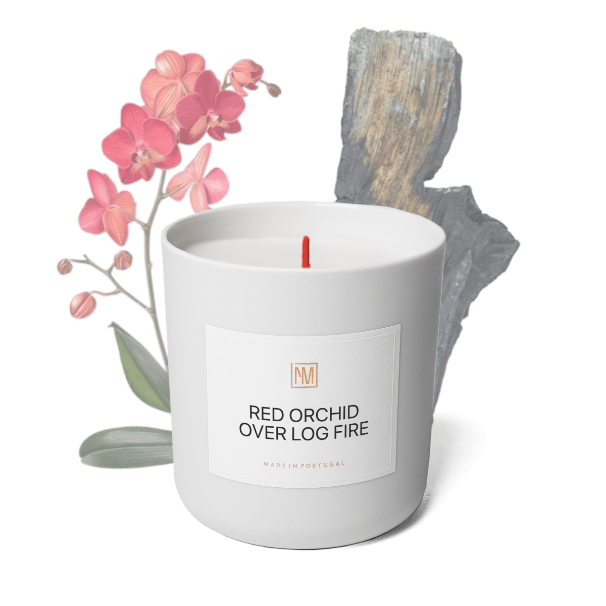 Red Orchid over Log Fire Scented Candle - NEXT MEMORY__Woody